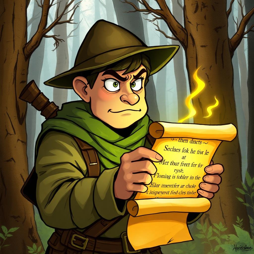 Scout squinting suspiciously at a glowing scroll link